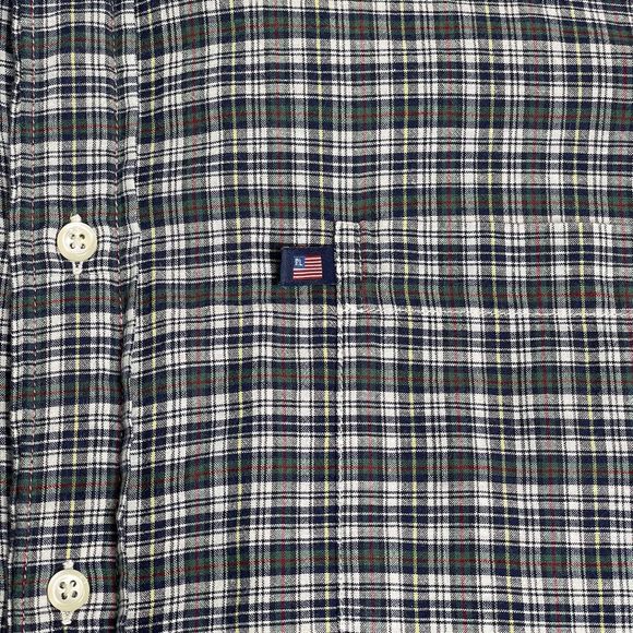 Ralph Lauren Shirt Mens Large Short Sleeve Button Front Green Plaid Cotton - Picture 4 of 6